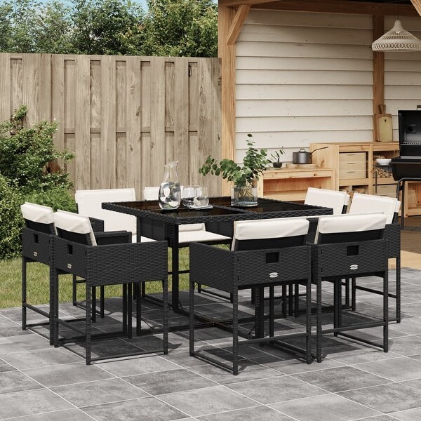 vidaX Patio Dining Set with Cushions Poly Rattan