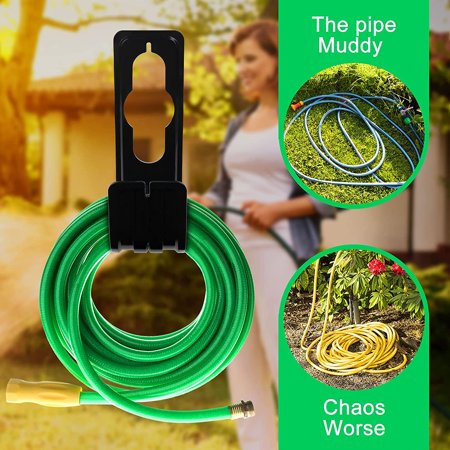 Clearance! JATOK 2-Pack Garden Hose Holder Plastic Wall Mount Heavy Duty Hose Hanger Water Hose Holder Black