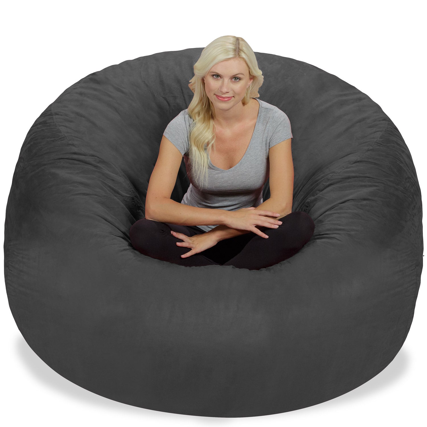 Chill Sack Bean Bag Chair, Memory Foam with Microsuede Cover, Kids, Adults, 6 ft, Charcoal