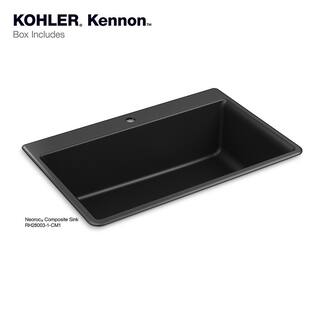 KOHLER Kennon Drop-inUndermount Neoroc Granite Composite 25 in. 1-Hole Single Bowl Kitchen Sink in Matte Black K-RH28003-1-CM1