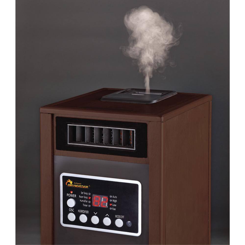 Dr Infrared Heater Electric Infrared Dual Heating System Space Heater with Humidifier Oscillation Fan and Remote Control in Walnut DR-998-walnut