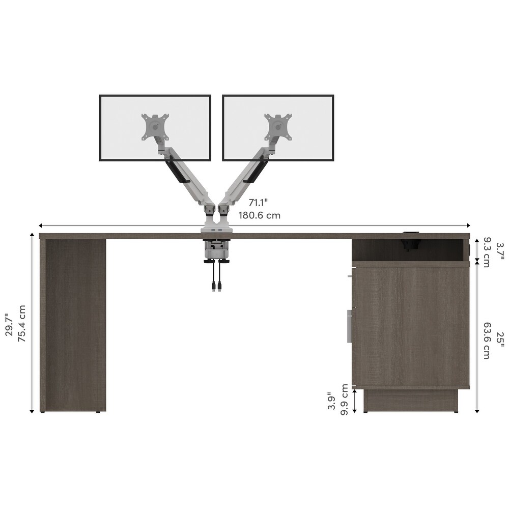 BESTAR Equinox 72W L Shaped Desk with Monitor Arms