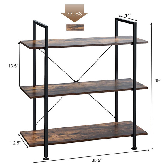 Costway 19256748 3/5 Tiers Industrial Bookcase wit...