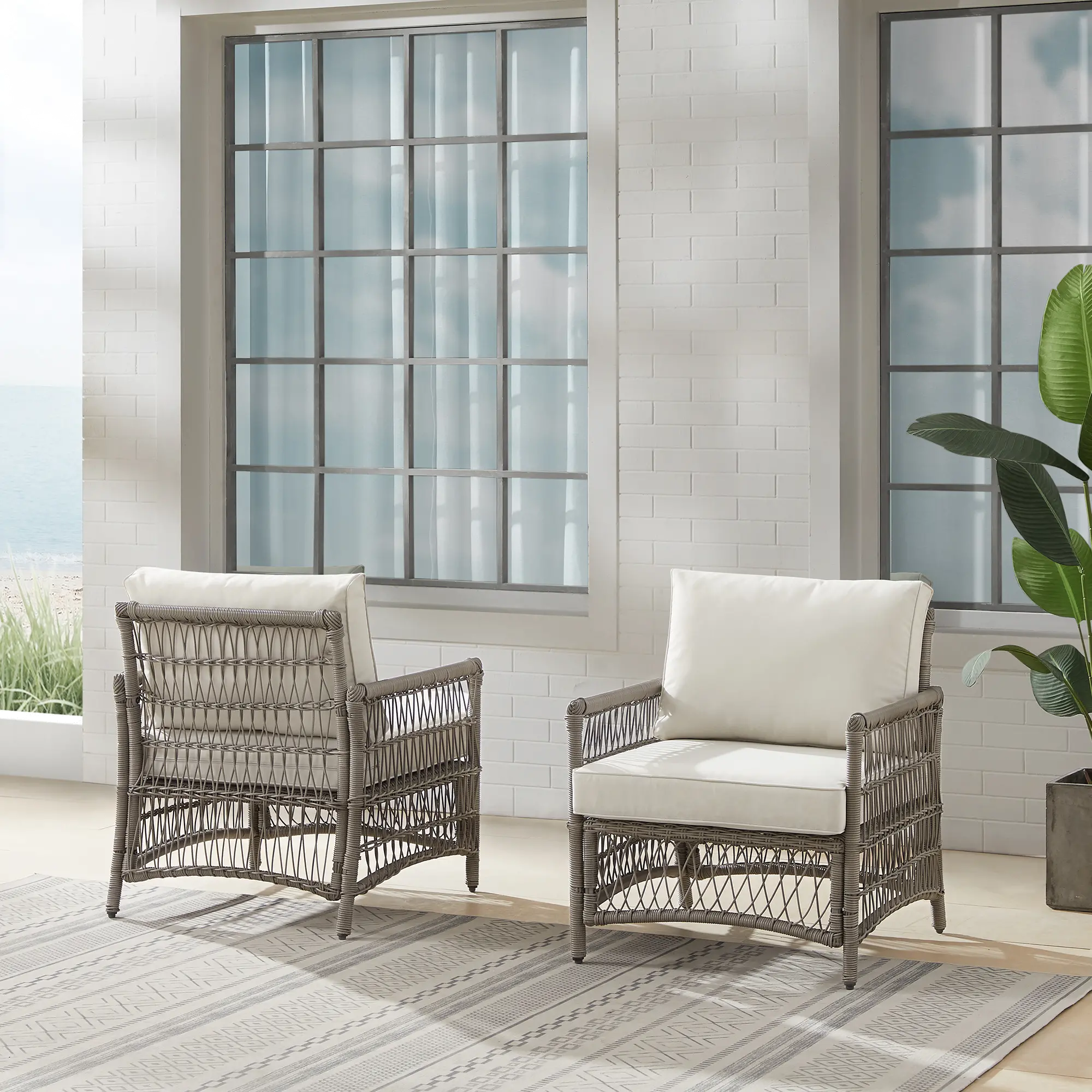 Thatcher 2 Piece Outdoor Wicker Armchair Set