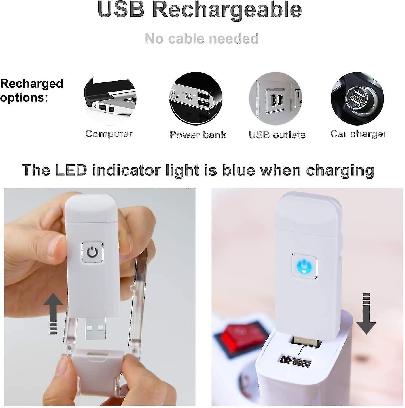 Usb Led Reading Light Rechargeable，3 Levels Brightness Adjustable Foldable