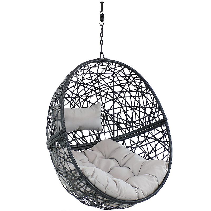 Sunnydaze Resin Wicker Jackson Basket Egg Chair With Cushion