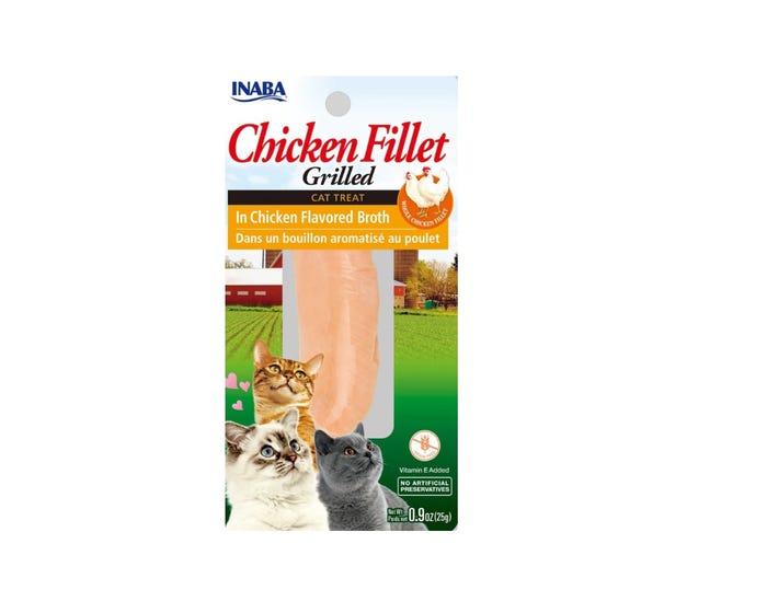 Inaba Chicken Fillet Grilled Cat Treat， Chicken Flavored Broth， 1 Count