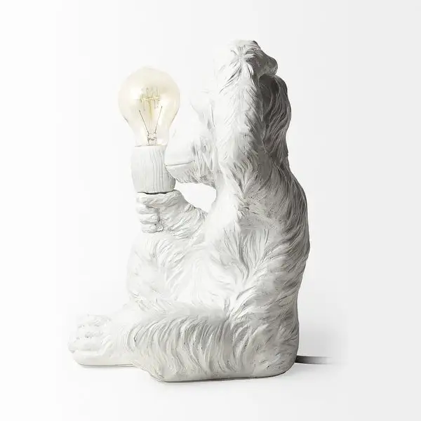 White Whimsical Monkey Table or Desk Lamp - 12