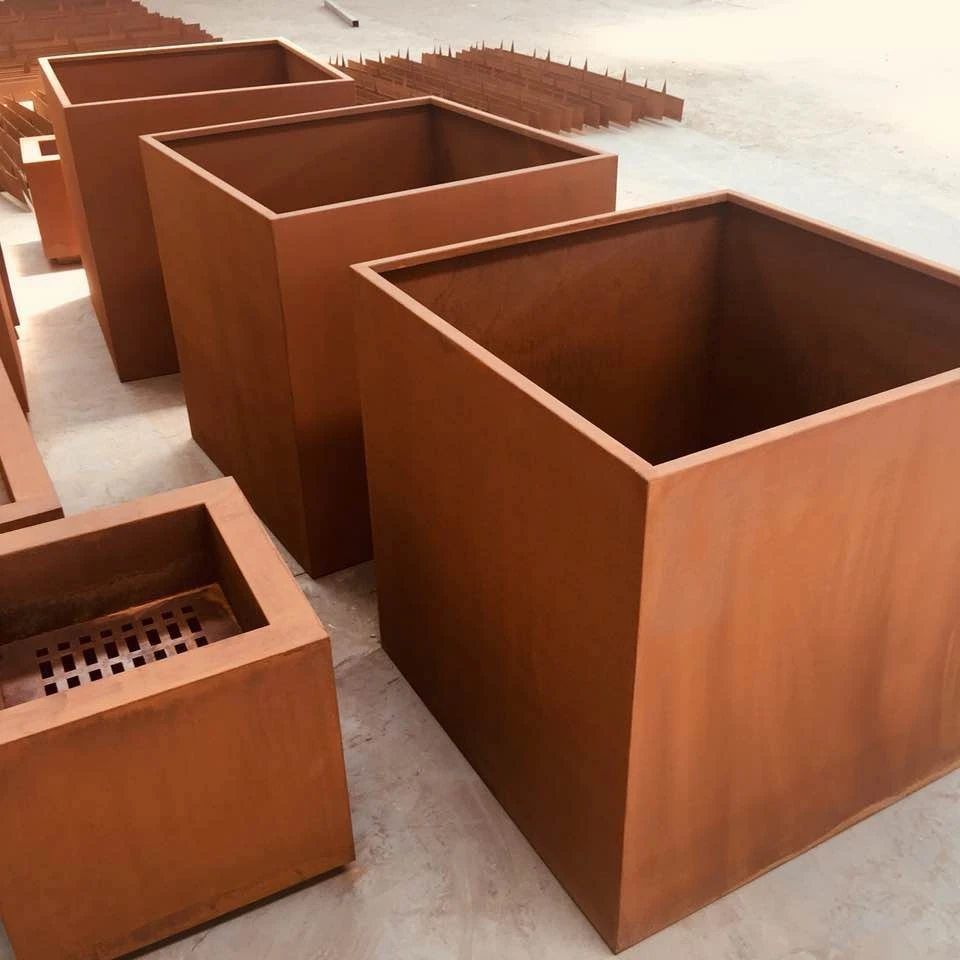 Corten Steel Rust Metal Flower Pots Planters For Garden Decor