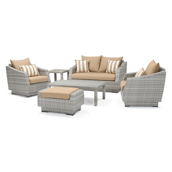 Cannes 6 Piece Sunbrella Outdoor Patio Love and Club Seating Set