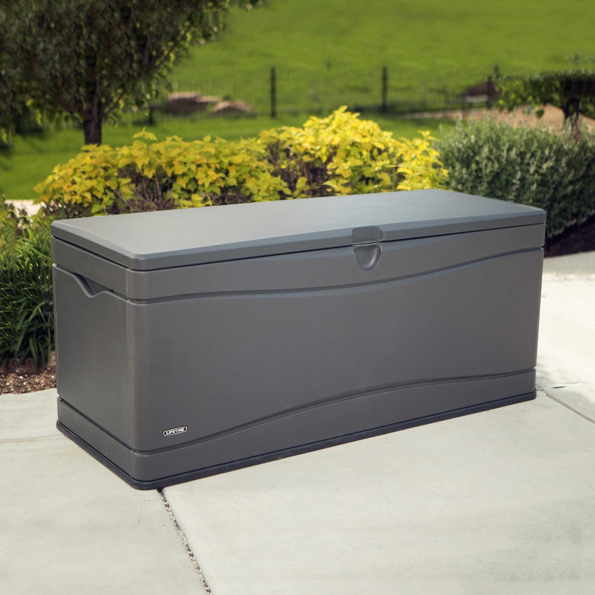 Lifetime Heavy-Duty 130 Gallon Plastic Deck Box, Gray