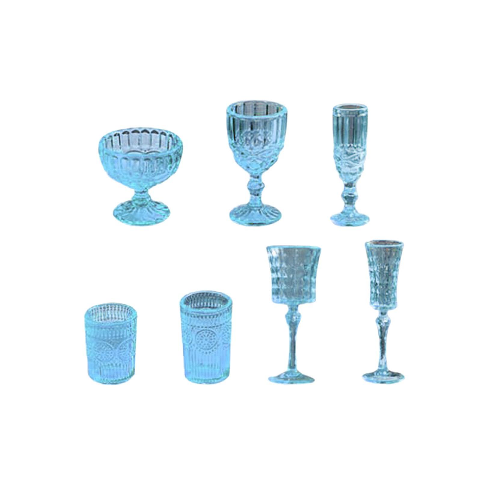 7x 1/6 Scale Dollhouse Cups Dollhouse Accessories For Dollhouse Kitchen Home Blue