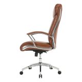 Modern Comfort Verismo Bonded Leather High-Back Executive Chair， Brown/Chrome， BIFMA Certified