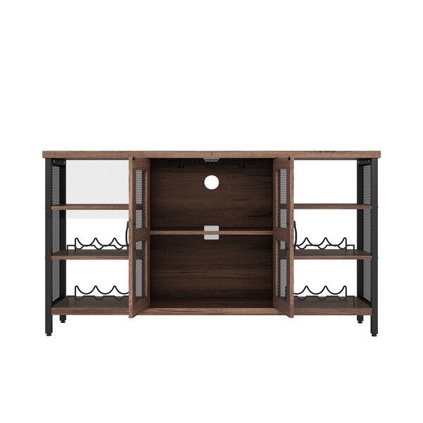 Wine Bar Cabinet with Storage for Liquor and Glasses