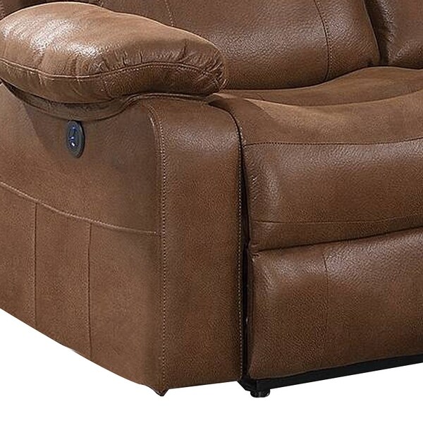 41 Inch leatherette Reclining Loveseat with USB Port， Brown