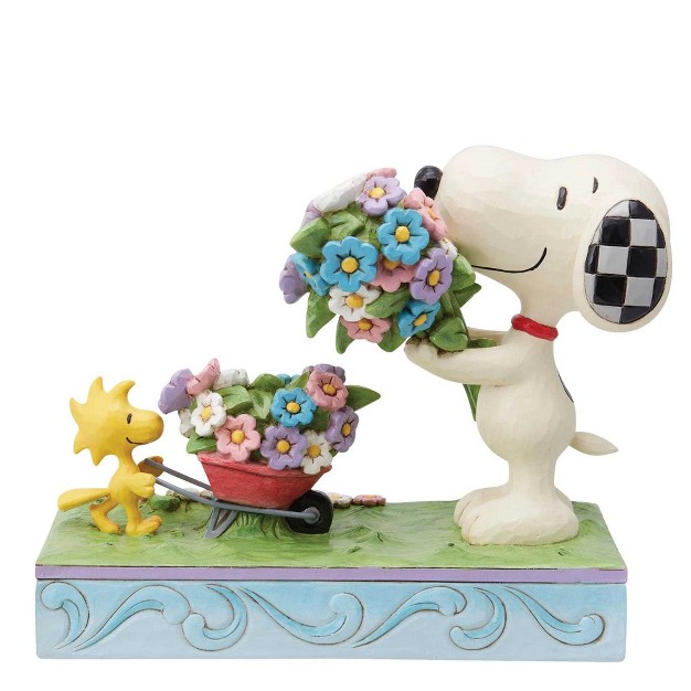 Jim Shore Fresh Picked Blooms One Figurine 6 0 Inches Snoopy Woodstock Flowers 6014344 Polyresin Multicolored