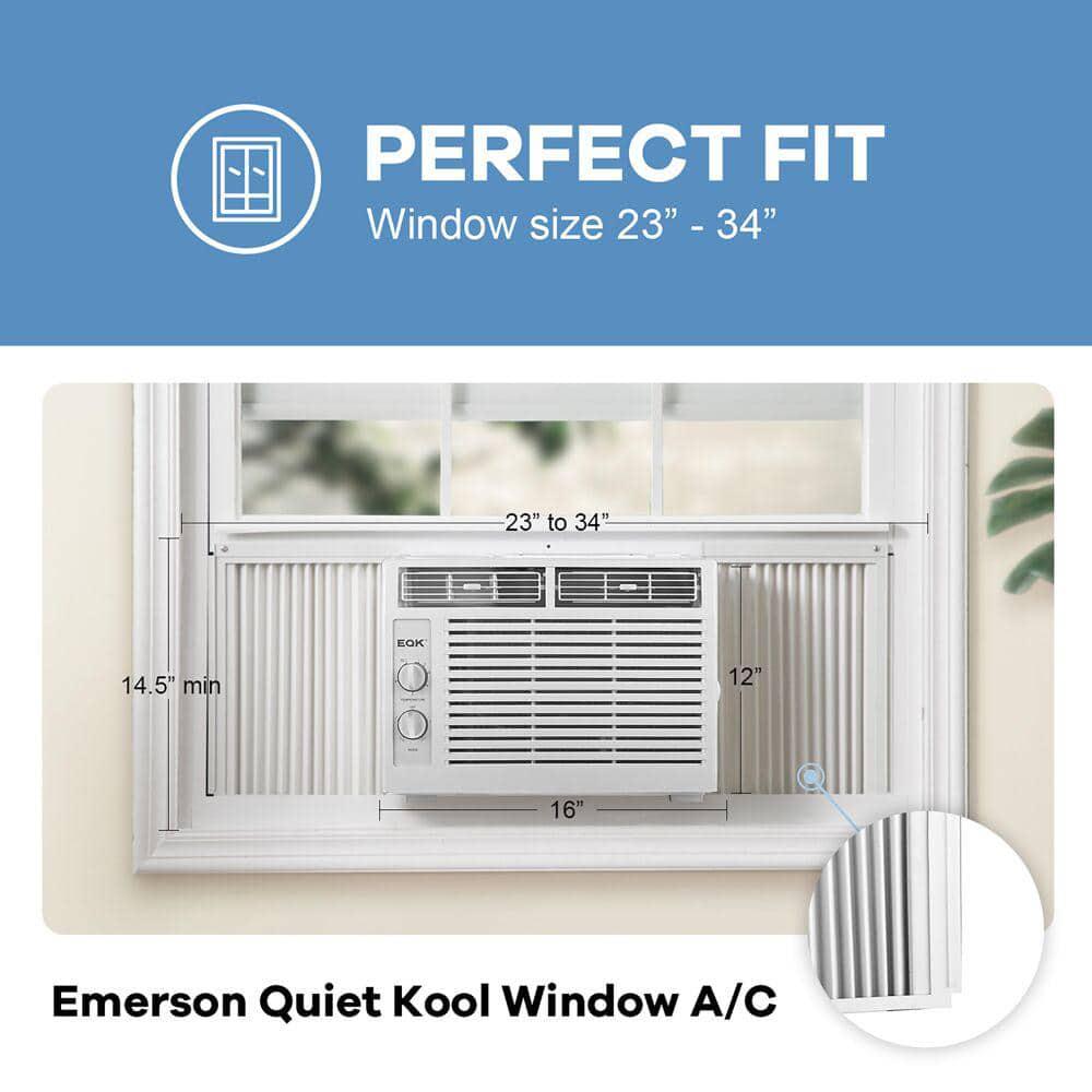 EQK 5000 BTU 115V Window AC with Mechanical Controls Rooms up to 150 Sq Ft Quiet Operation AutoRestart Washable Filter