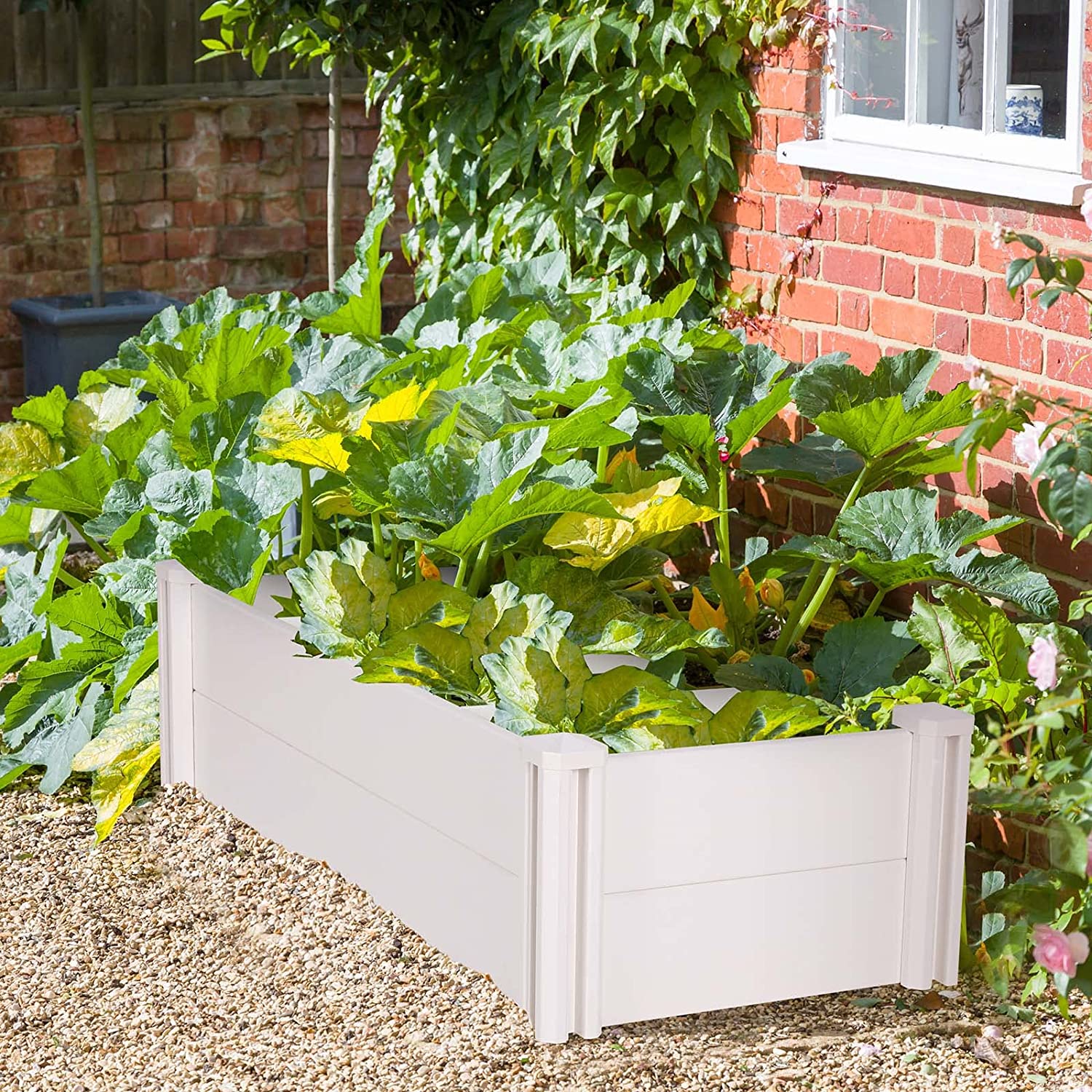 Arlopu PVC Raised Garden Bed, 45.3'' x 22.4'' x 13'' Rectangular Planter Box for Outdoor Garden Yard