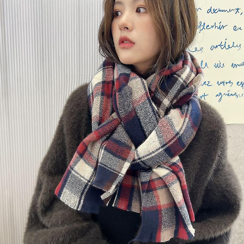 Woman's Winter Scarf Thick Warm Scarf With Simple Plaid Design For Cold Weather Outdoor Skiing And Cycling