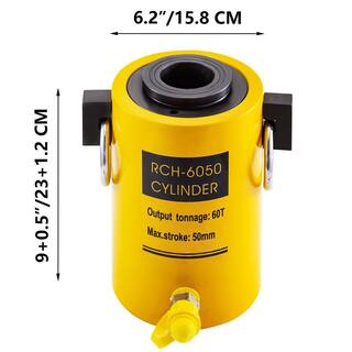 VEVOR 60-Ton Hydraulic Cylinder Jack 2 in. Single Acting Hollow Hydraulic Jack for Riggers Fabricators (60-Ton 2 in. Hollow) QJD60T50MMKXYY001V0