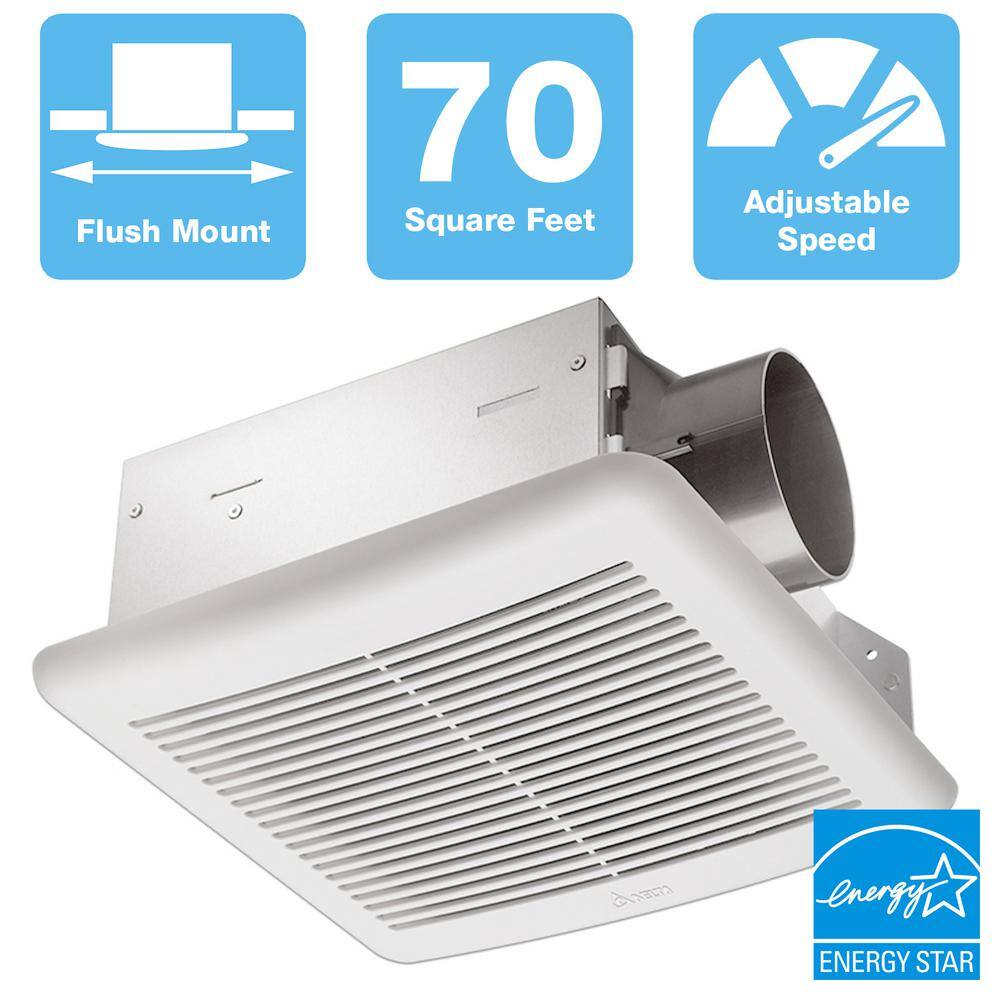 Delta Breez 70 CFM Wall or Ceiling Bathroom Exhaust Fan with Dual Speed ENERGY STAR SLM70D