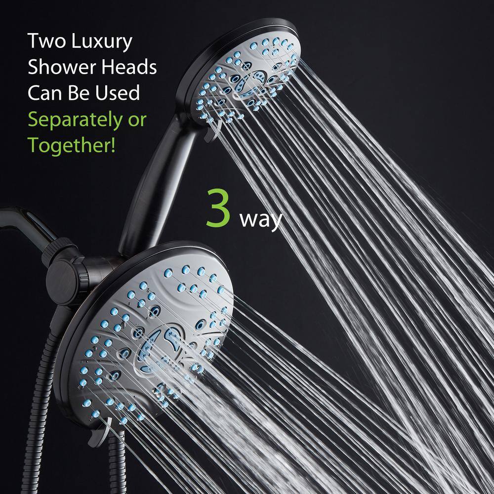 AQUACARE 50-Spray Patterns 2.5 GPM 7 in. Wall Mount Dual Shower Heads and Handheld Shower Head Antimicrobial in Chrome 43339