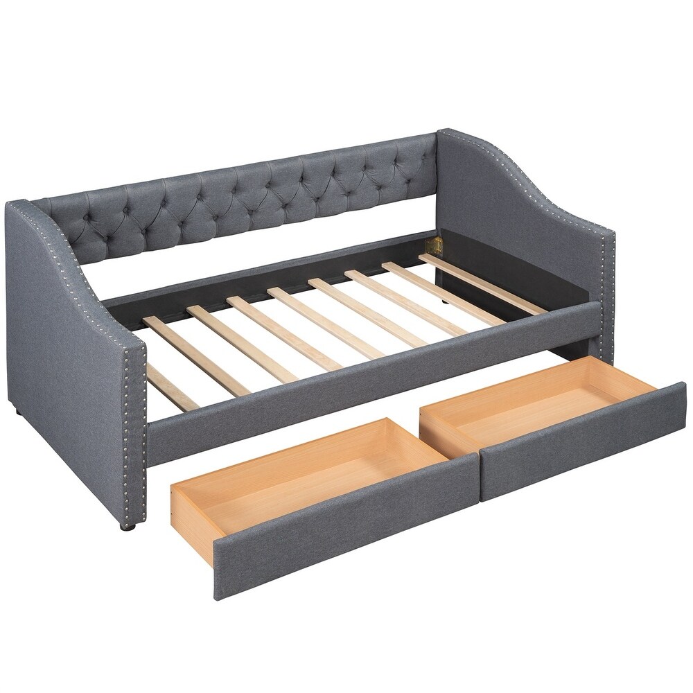 Merax Upholstered Twin Daybed with 2 Drawers