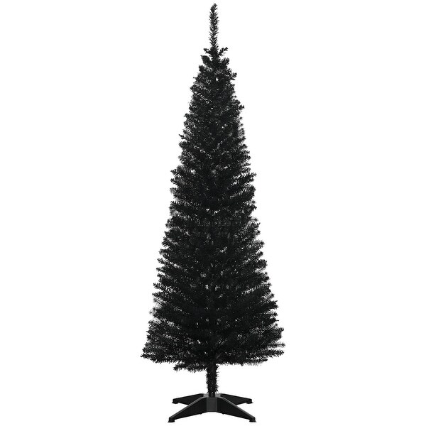 HOMCOM 5' Unlit Artificial Pencil Christmas Tree，Slim Xmas Tree with Foldable Metal Stand