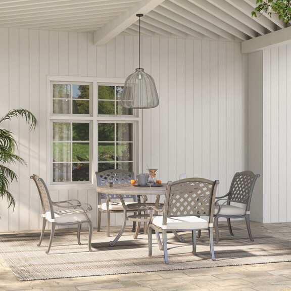 Cast Aluminum 5 Piece Aluminum Dining Set with Cus...