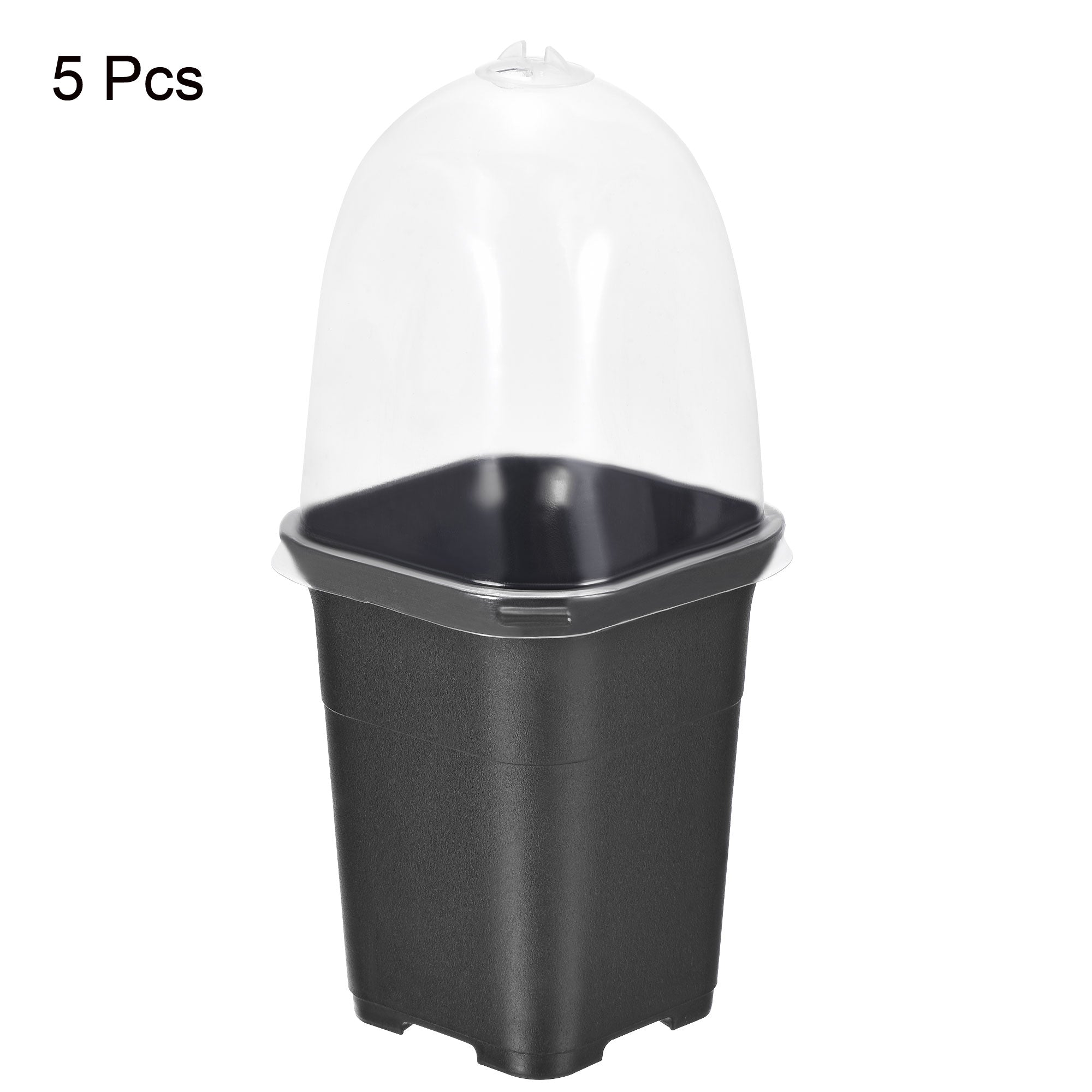 Uxcell 3.5" Square Nursery Pot Plastic Flower Plant Container with Cover 5 Pack Black