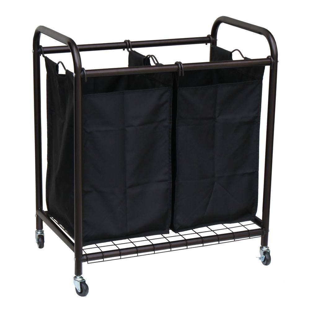 Oceanstar 2-Bag Bronze Rolling Laundry Sorter DLS1392