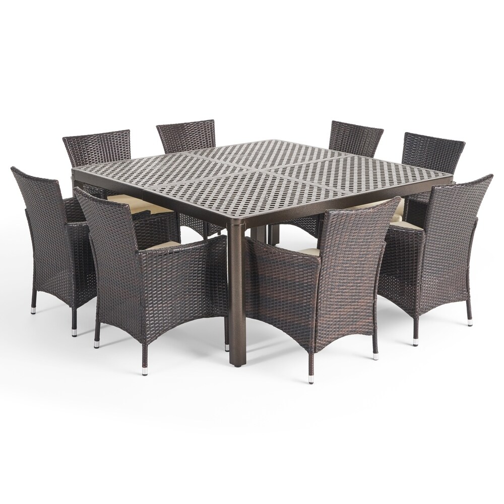 Bragdon Aluminum/ Brown Wicker 9 piece Outdoor Dining Set by Christopher Knight Home