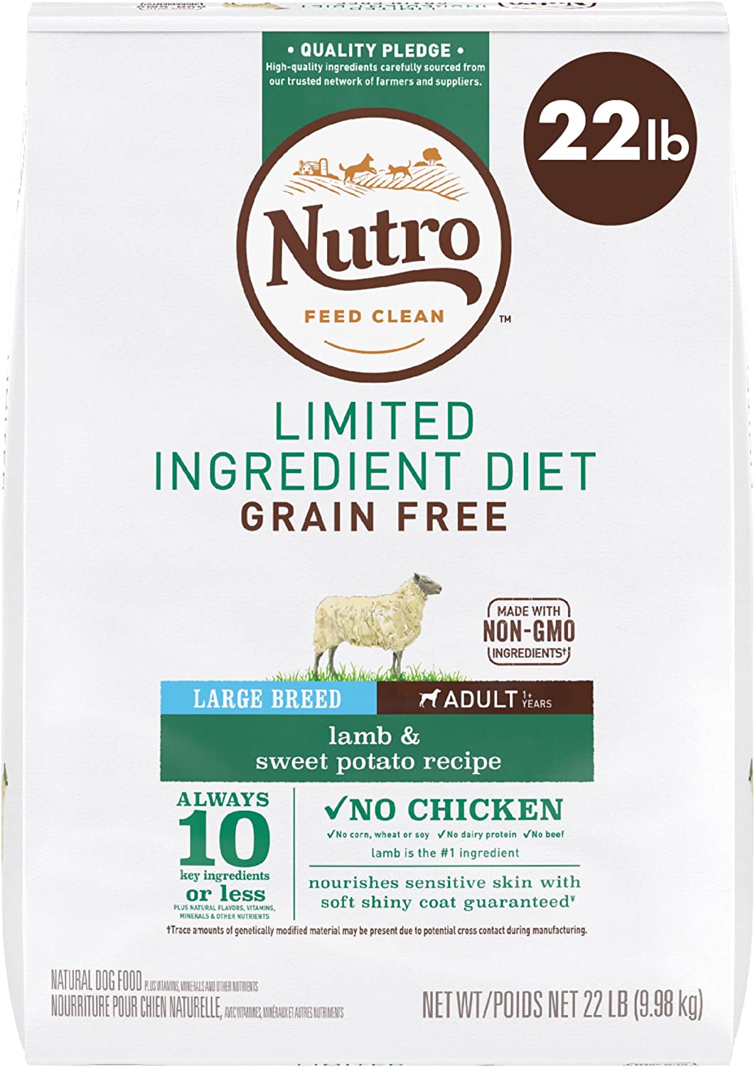 NUTRO Limited Ingredient Diet Adult Grain Free Dry Dog Food 22 Pound (Pack of 1)