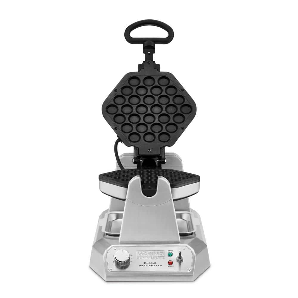 Waring Commercial 1200 W Single Waffle Silver American Waffle Maker - Bubble Waffle Maker WBW300X