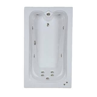 Comfortflo Premier 60 in. Acrylic Reversible Drain Rectangular Alcove Whirlpool Bathtub in White W6042-A Prem White