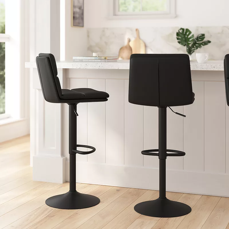 Merrick Lane Keene Modern Upholstered Adjustable Height Stools with Sturdy Iron Bases