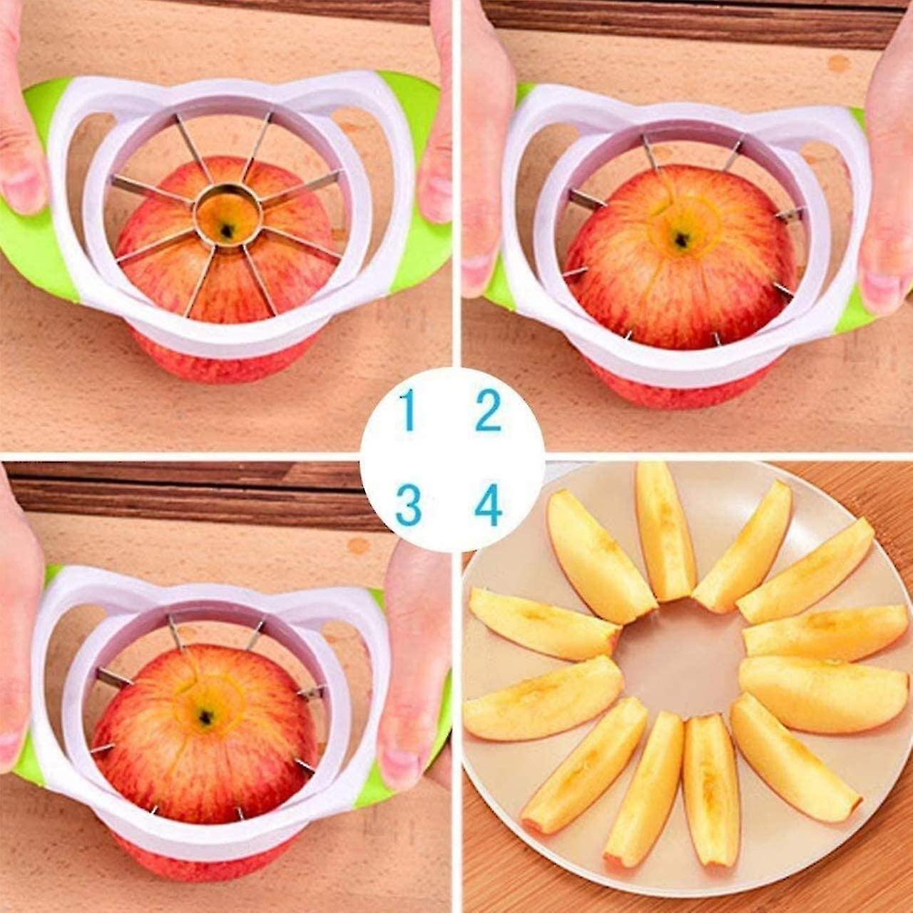 Apple Slicer， Easy Grip Apple Slicer Cutter  Corer， 8 Stainless Steel Blades Apple Cutter， Green Handle Apple Cutter And Corer， Apple Corer And Slice