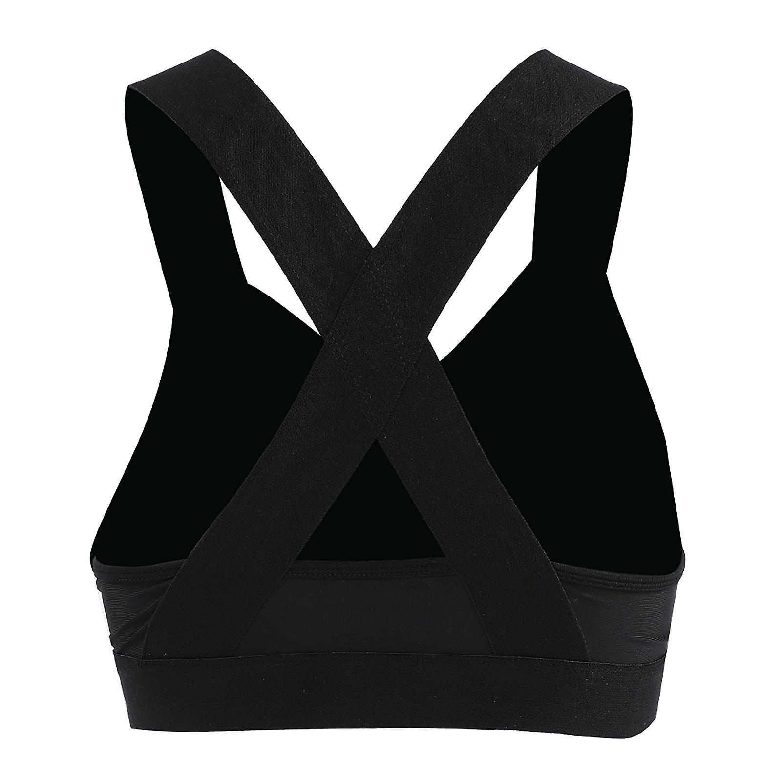 Women's Wire Free Gym Bra Yoga Running Vest Workout Sports Fitness (black L)