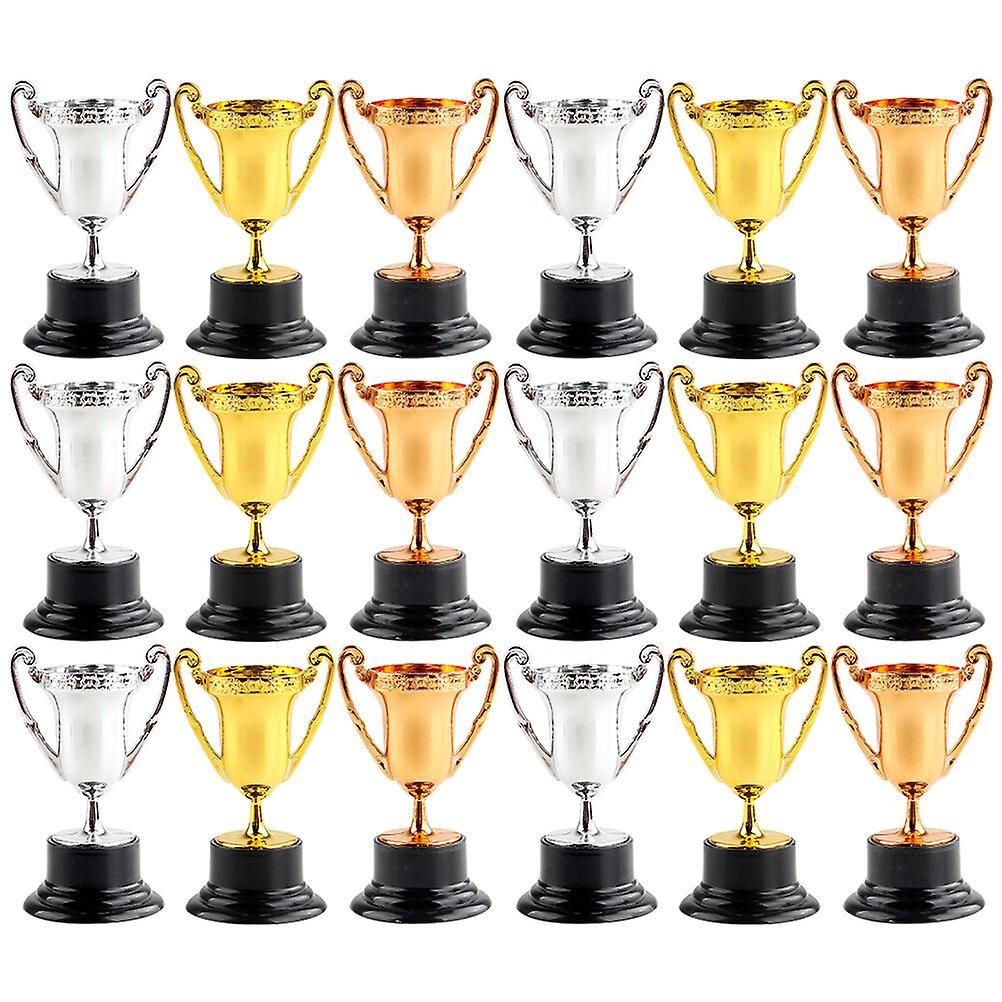 18pcs Mini Award Trophy Plastic Reward Prizes Decor Kindergarten Mini House Accessory