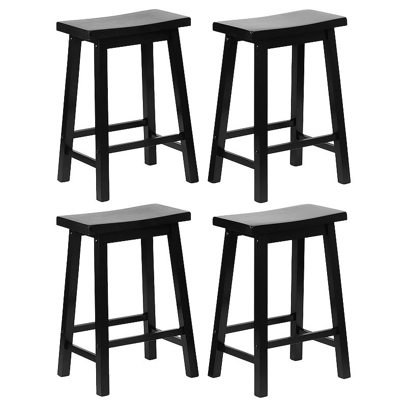 Pj Wood Classic Saddle Seat 24 Tall Kitchen Counter Stools， Black (set Of 4)