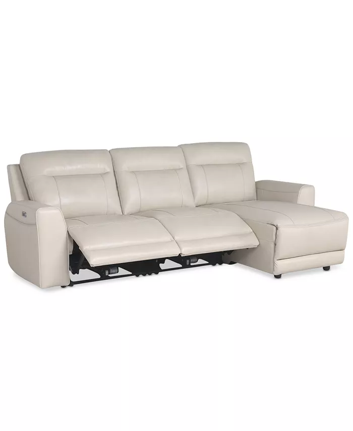 Macy's CLOSEOUT! Blairemoore 3-Pc. Leather Sofa with Power Chaise and 2 Power Recliners