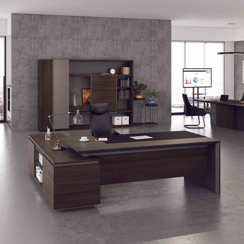 CARTER Executive Office Desk with Right Return 2.2M - Coffee & Charcoal