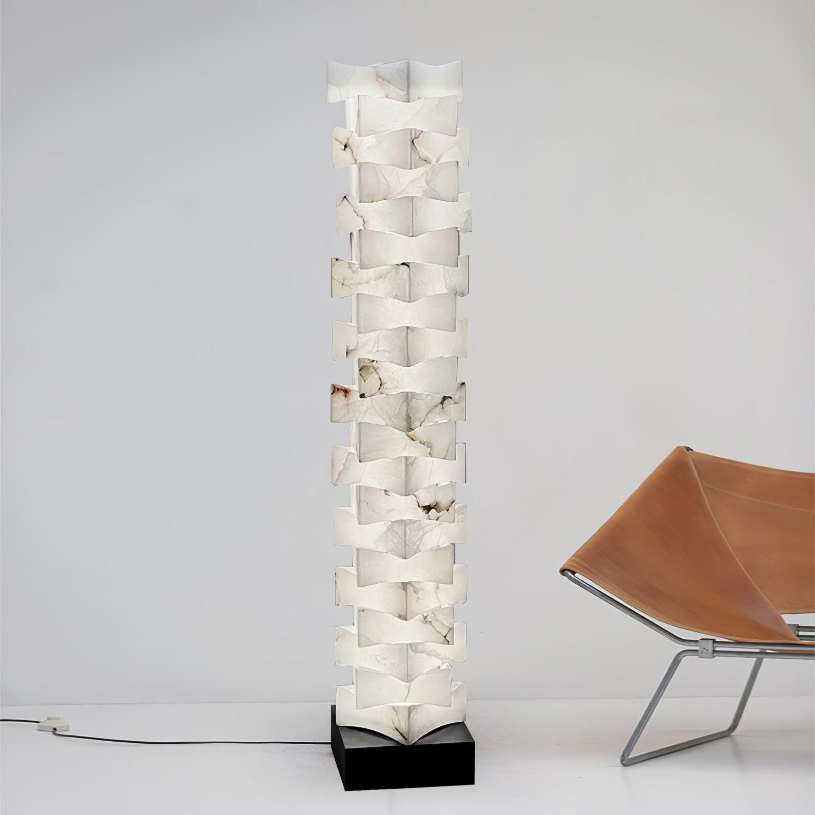 Stacked Alabaster Squares Floor Lamp