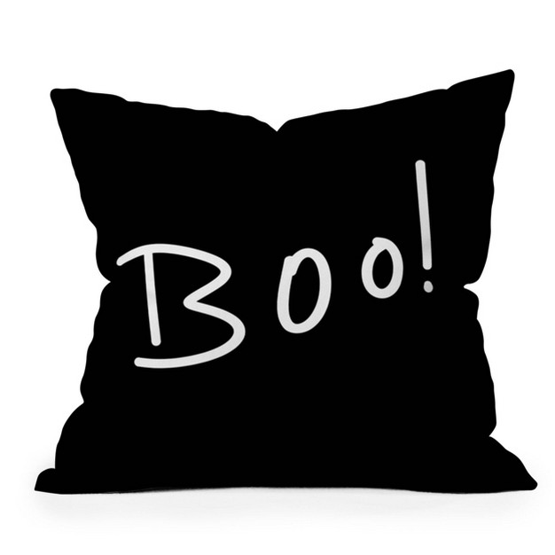 Lisa Argyropoulos x27 halloween Boo x27 Typography Square Throw Pillow Black Deny Designs