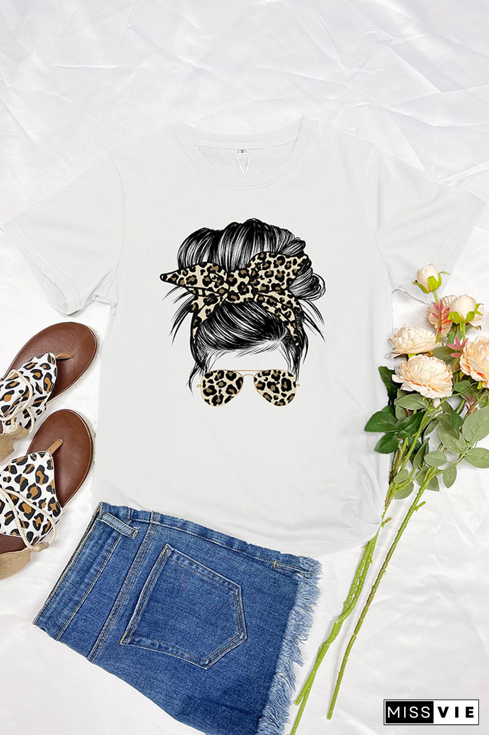 Mama Leopard Short Sleeve Graphic Tee Wholesale