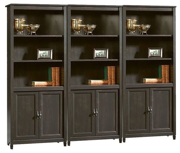 Sauder Edge Water Library Wall Bookcase in Estate Black   Transitional   Bookcases   by Homesquare  Houzz