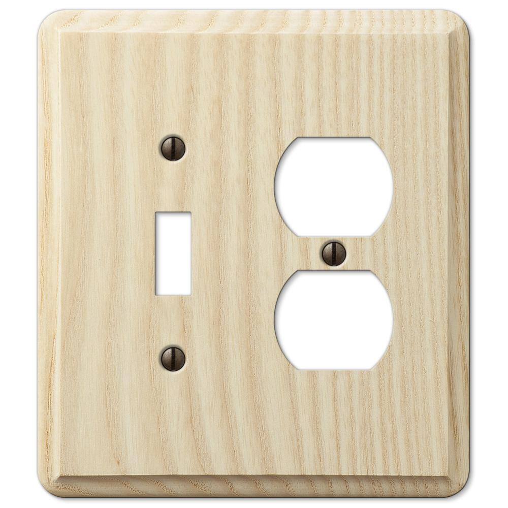 AMERELLE Contemporary 2 Gang 1-Toggle and 1-Duplex Wood Wall Plate - Unfinished Ash 401TD