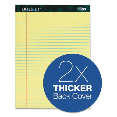 TOPS Docket Ruled Perforated Pads， Wide/Legal Rule， 8.5 x 11.75， Canary， 50 Sheets， 6/Pack (63406)