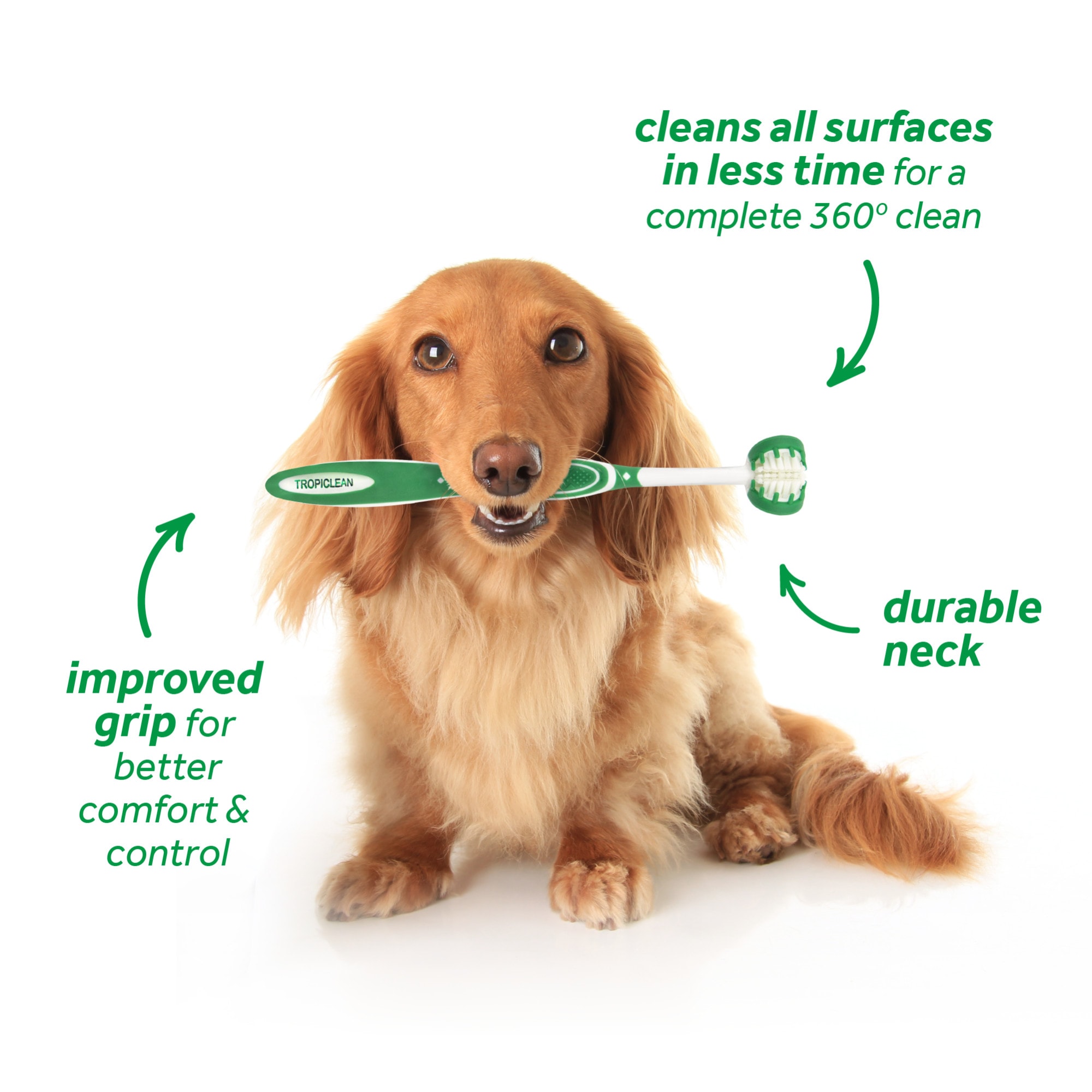 TROPICLEAN Fresh Breath Triple Flex Toothbrush for Small amp; Medium Dogs