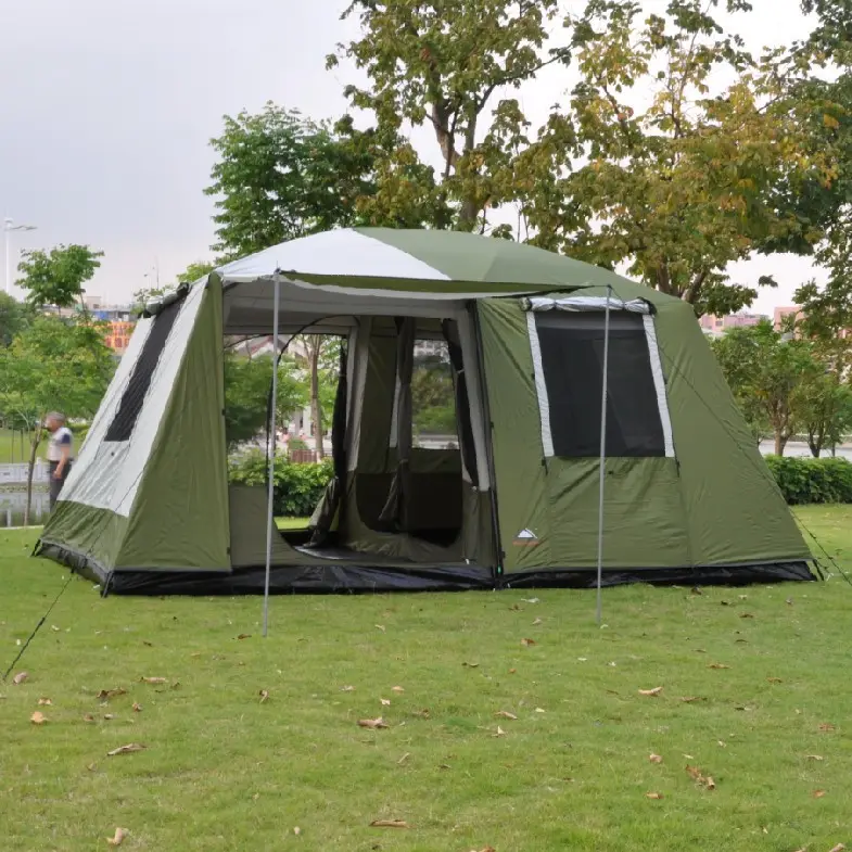 Large 2 Rooms 1  Living Room Luxury Family Camping Tent For 6 12 Persons Automatic Instant Outdoor Waterproof Glamping Tents/